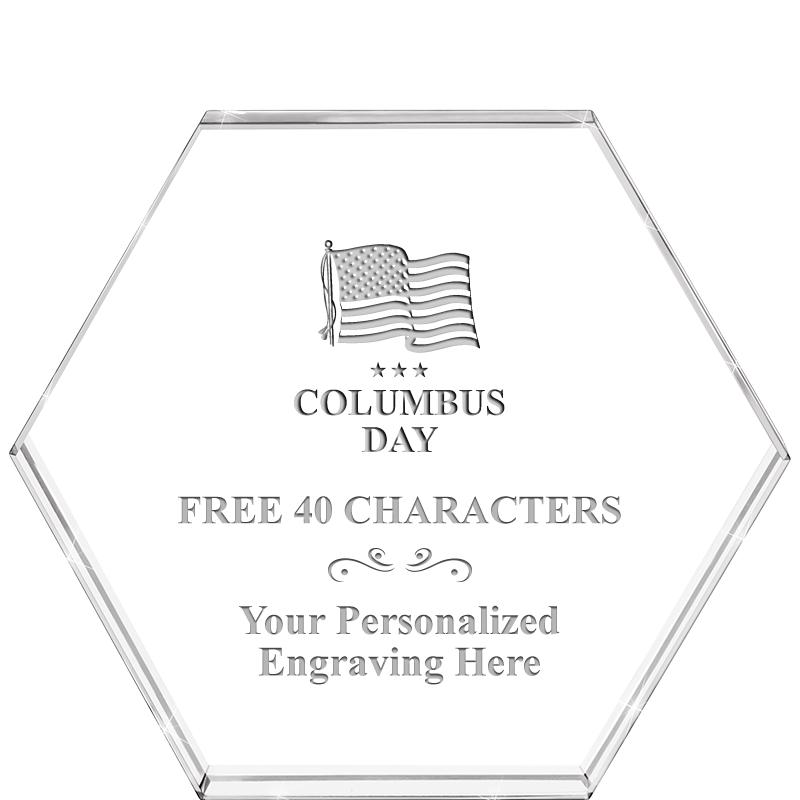 4"HEXAGON CRYSTAL PAPERWEIGHT