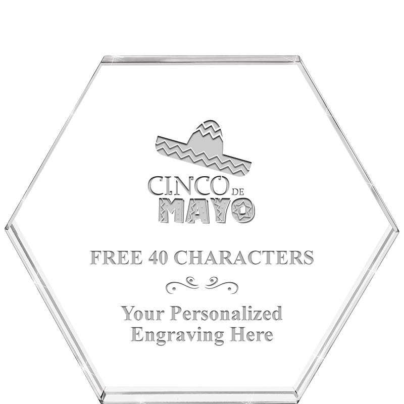 4"HEXAGON CRYSTAL PAPERWEIGHT