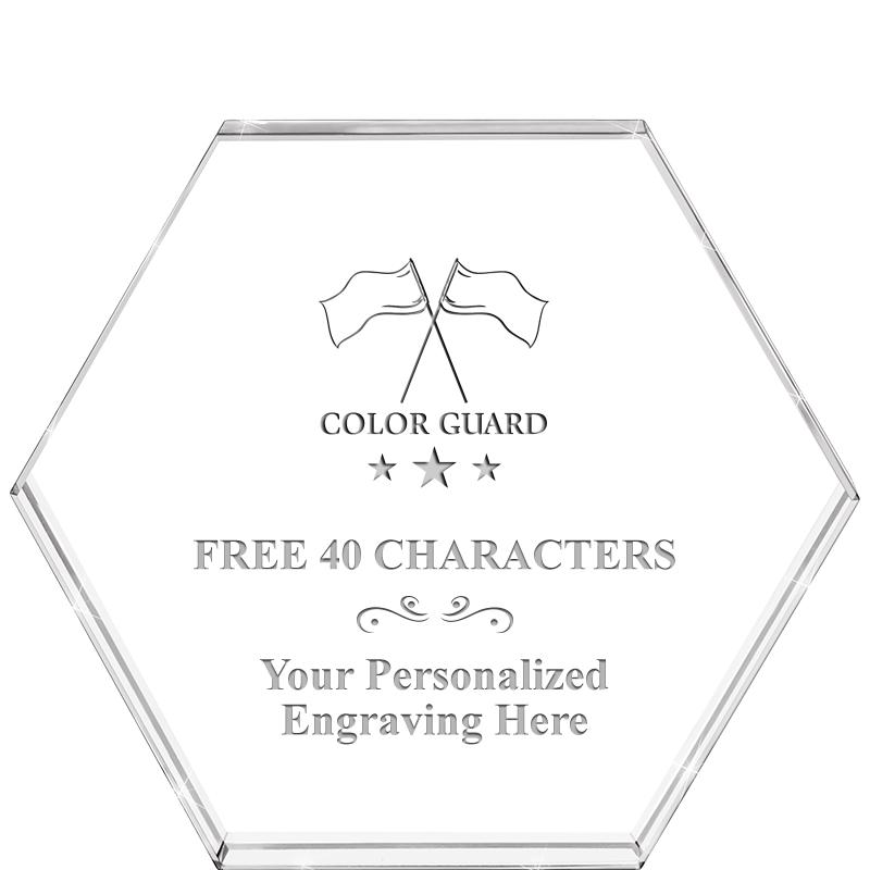 4"HEXAGON CRYSTAL PAPERWEIGHT