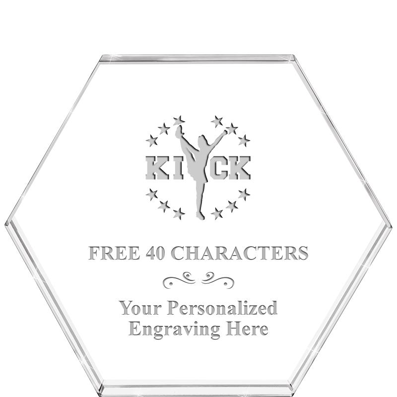 4"HEXAGON CRYSTAL PAPERWEIGHT