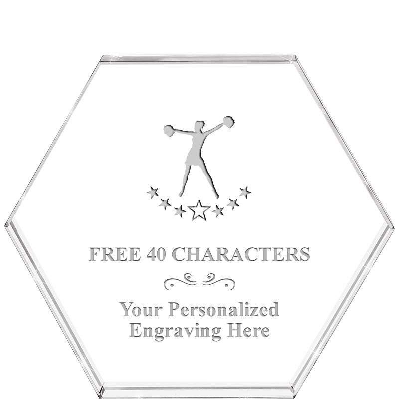 4"HEXAGON CRYSTAL PAPERWEIGHT