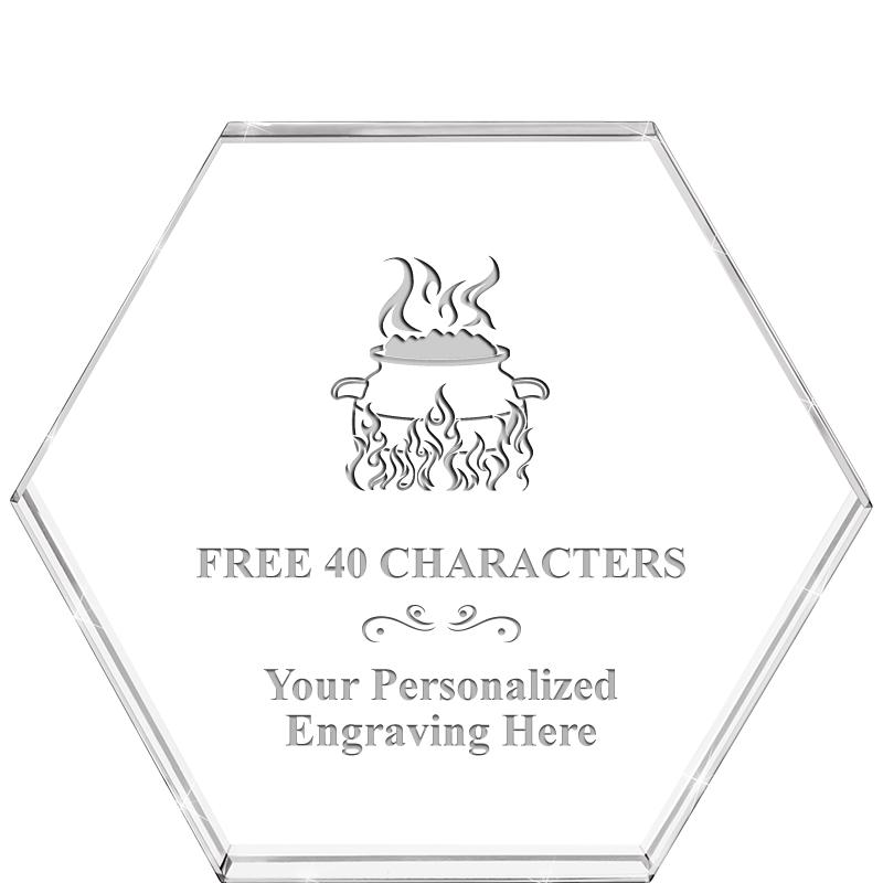 4"HEXAGON CRYSTAL PAPERWEIGHT