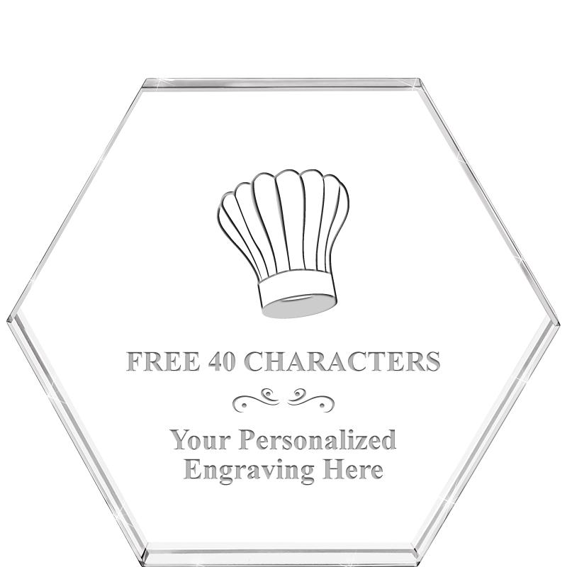 4"HEXAGON CRYSTAL PAPERWEIGHT