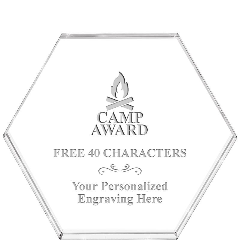 4"HEXAGON CRYSTAL PAPERWEIGHT