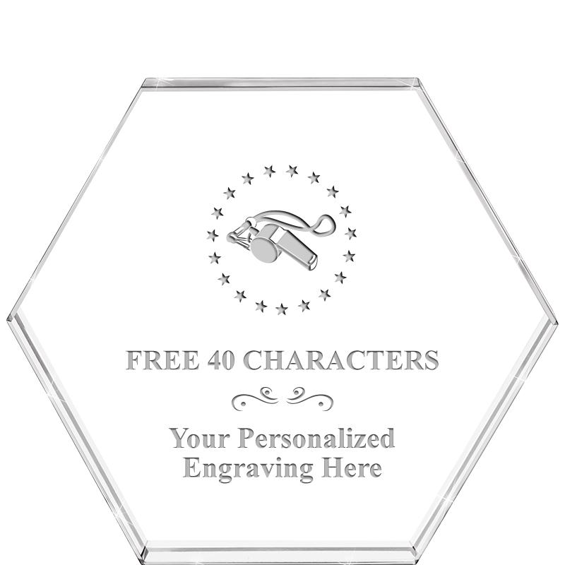 4"HEXAGON CRYSTAL PAPERWEIGHT