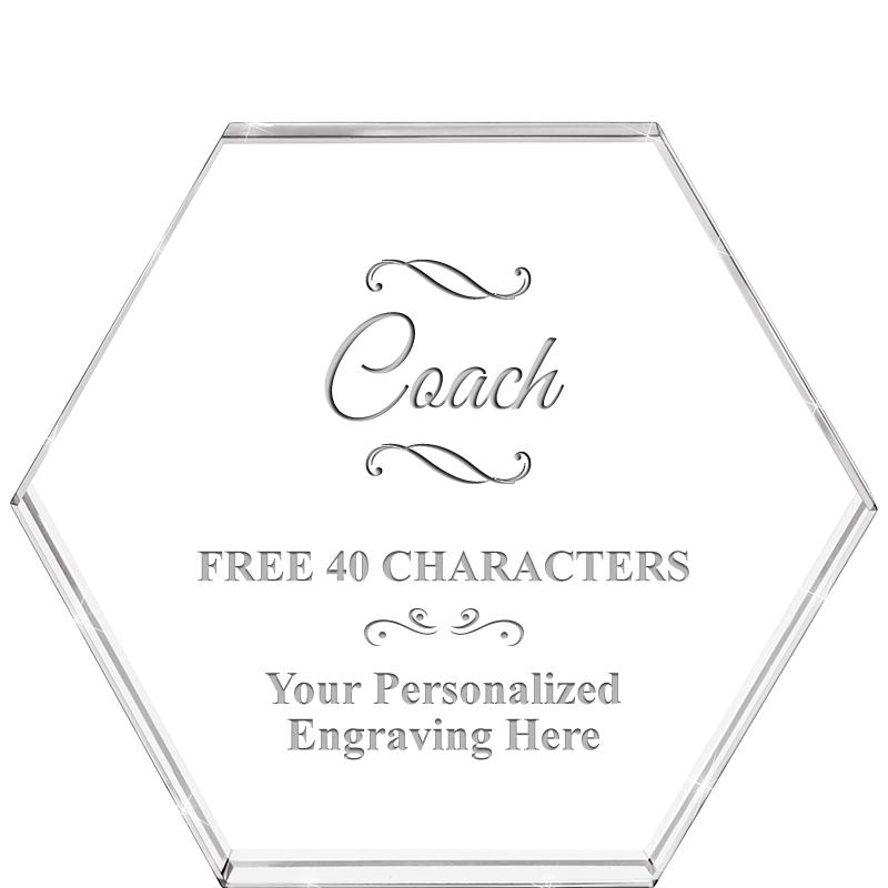 4"HEXAGON CRYSTAL PAPERWEIGHT