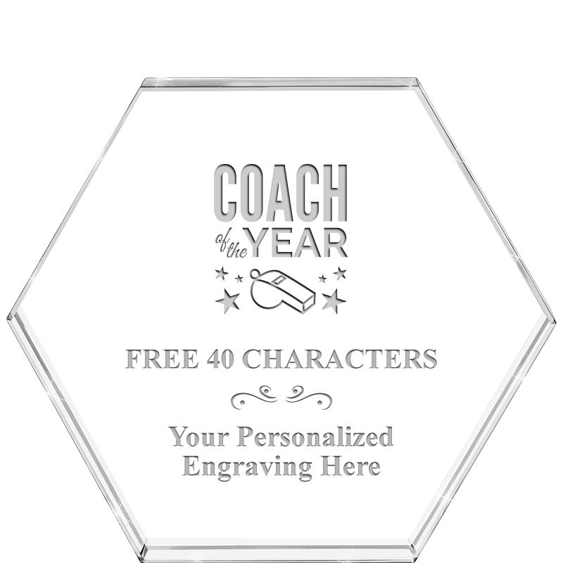 4"HEXAGON CRYSTAL PAPERWEIGHT