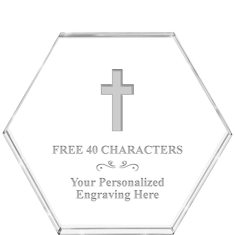 4"HEXAGON CRYSTAL PAPERWEIGHT