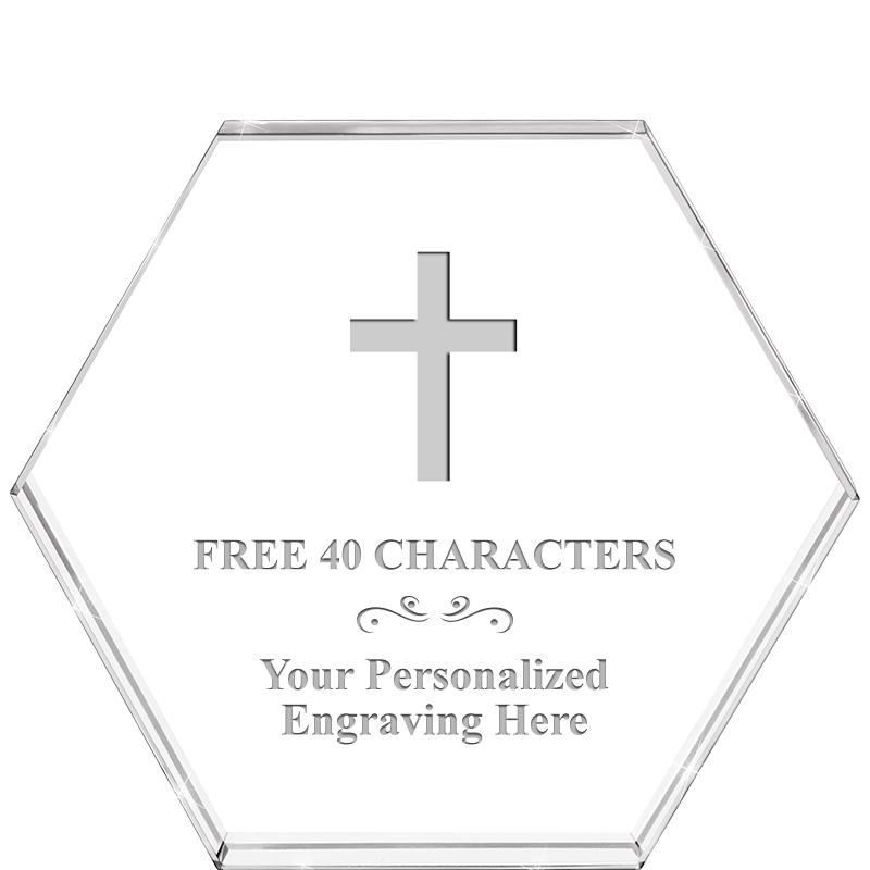 4"HEXAGON CRYSTAL PAPERWEIGHT