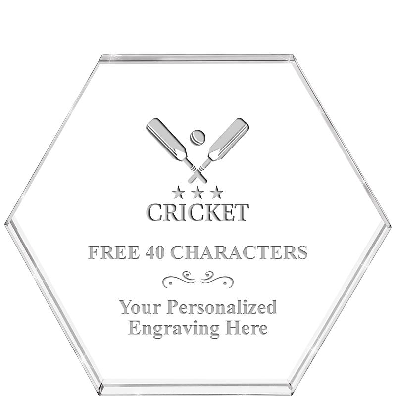 4"HEXAGON CRYSTAL PAPERWEIGHT