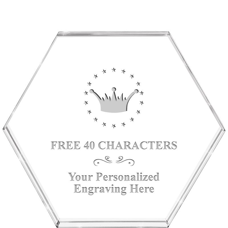 4"HEXAGON CRYSTAL PAPERWEIGHT