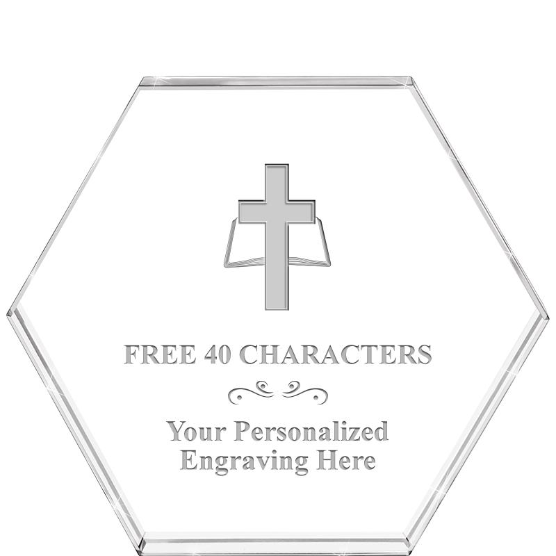 4"HEXAGON CRYSTAL PAPERWEIGHT