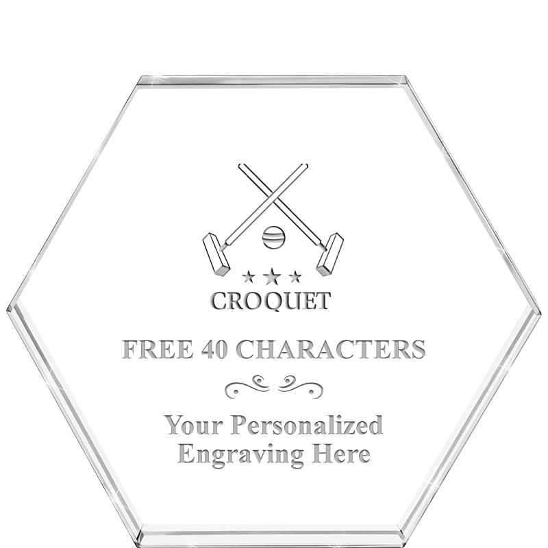 4"HEXAGON CRYSTAL PAPERWEIGHT