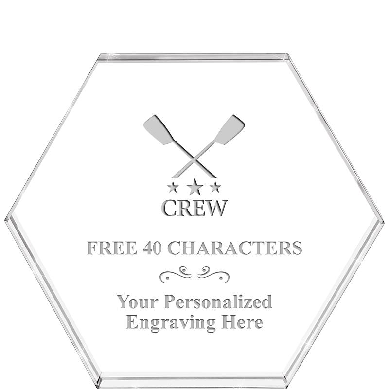 4"HEXAGON CRYSTAL PAPERWEIGHT