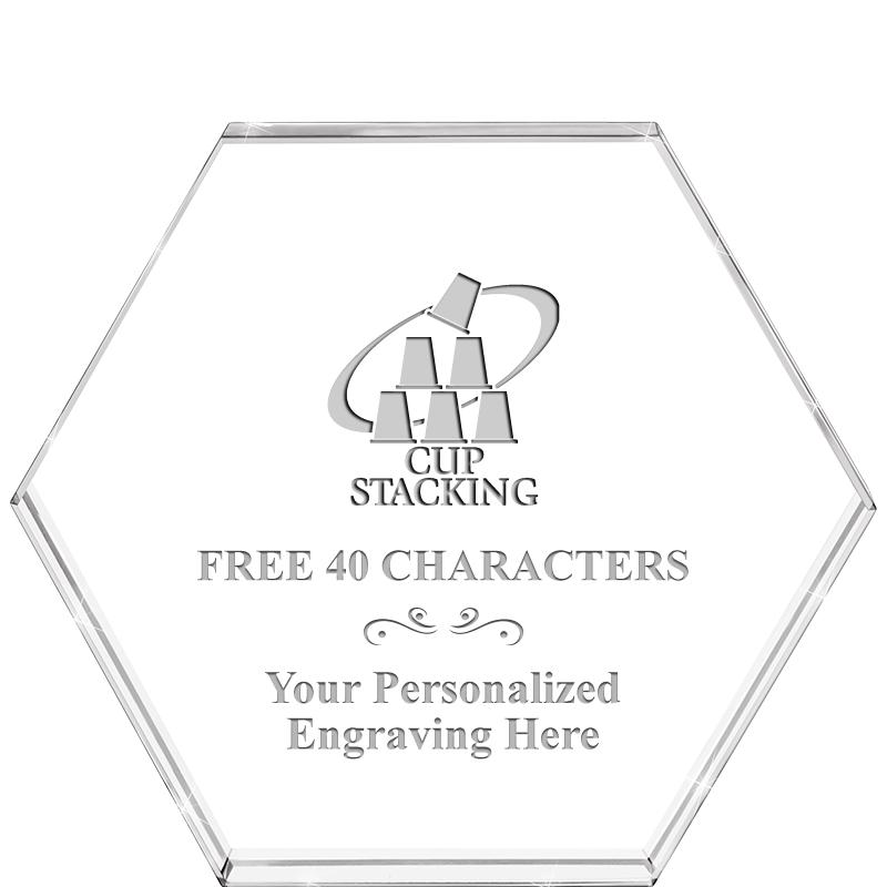 4"HEXAGON CRYSTAL PAPERWEIGHT