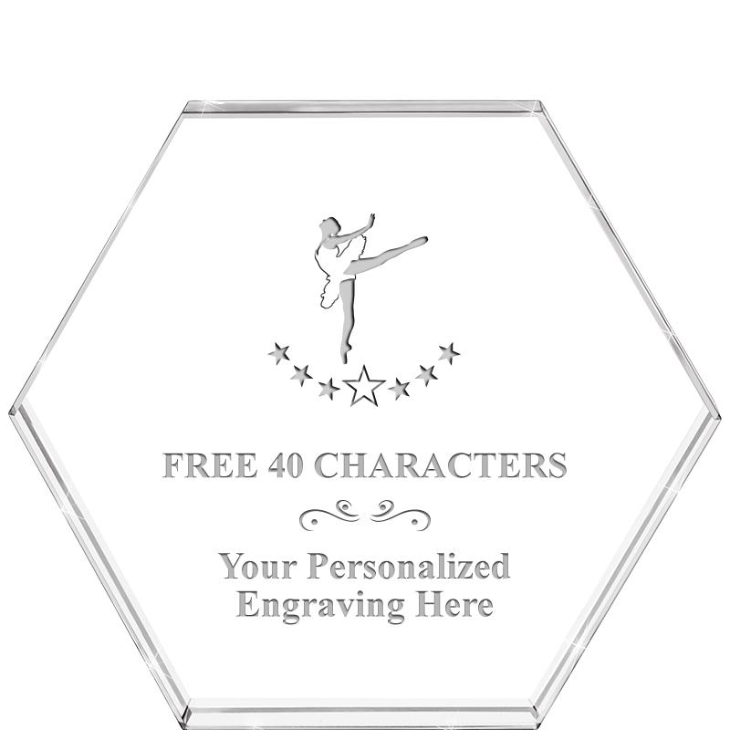 4"HEXAGON CRYSTAL PAPERWEIGHT