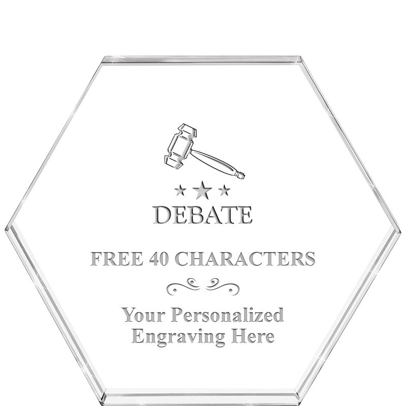 4"HEXAGON CRYSTAL PAPERWEIGHT