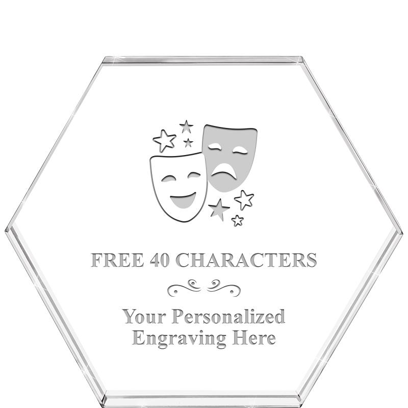 4"HEXAGON CRYSTAL PAPERWEIGHT