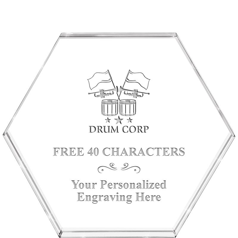 4"HEXAGON CRYSTAL PAPERWEIGHT