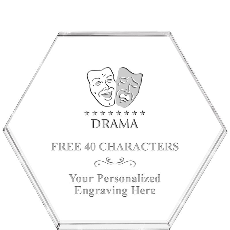 4"HEXAGON CRYSTAL PAPERWEIGHT