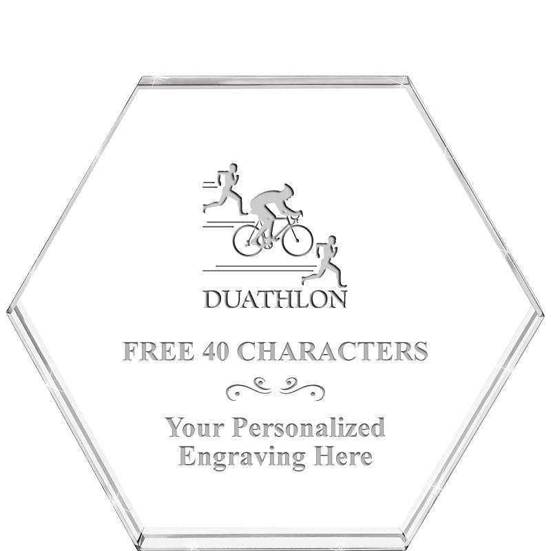 4"HEXAGON CRYSTAL PAPERWEIGHT