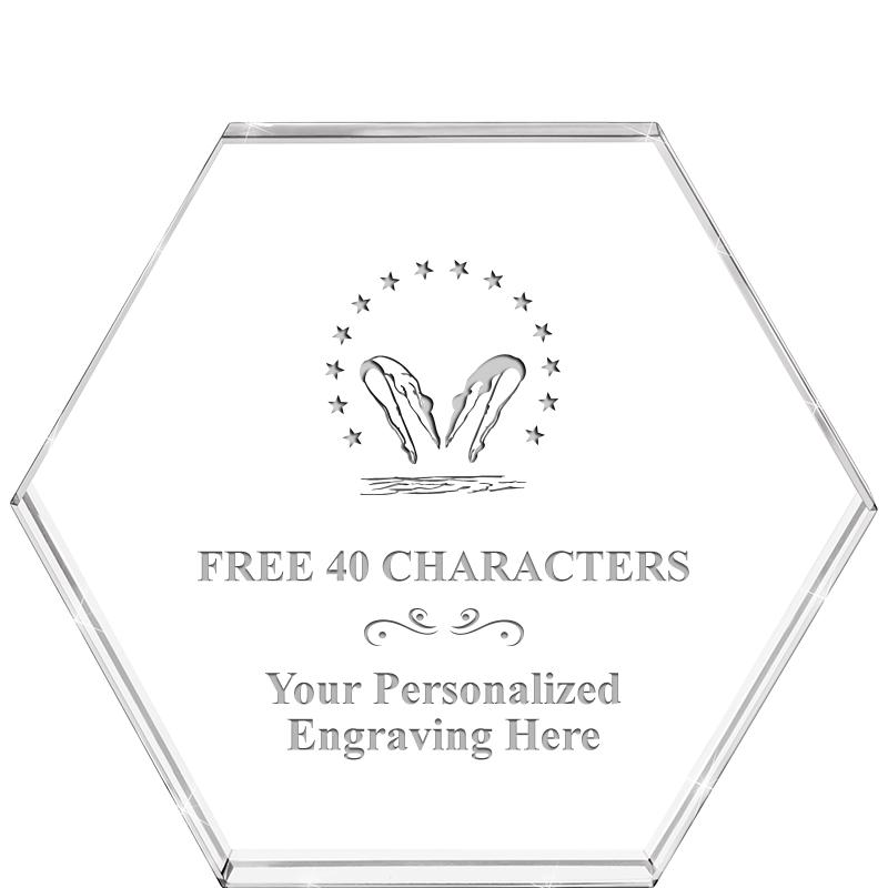 4"HEXAGON CRYSTAL PAPERWEIGHT