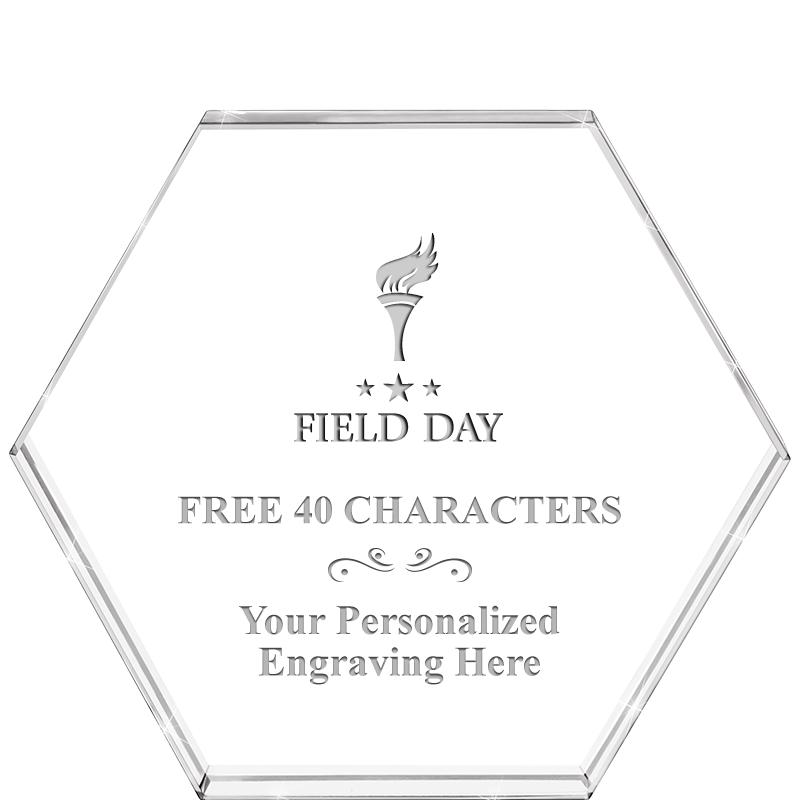 4"HEXAGON CRYSTAL PAPERWEIGHT