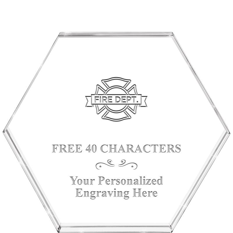 4"HEXAGON CRYSTAL PAPERWEIGHT