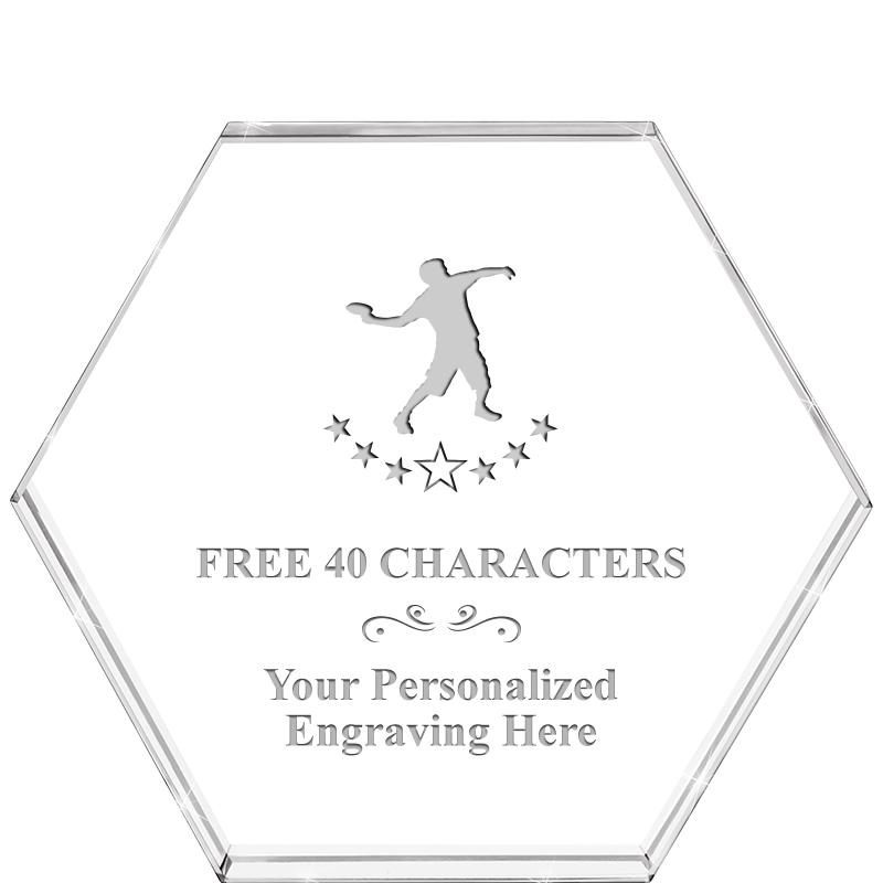 4"HEXAGON CRYSTAL PAPERWEIGHT