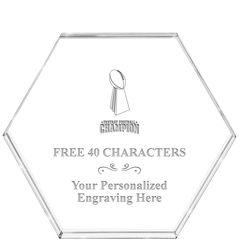 4"HEXAGON CRYSTAL PAPERWEIGHT