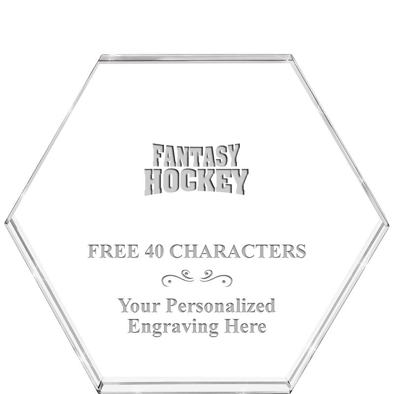 4"HEXAGON CRYSTAL PAPERWEIGHT