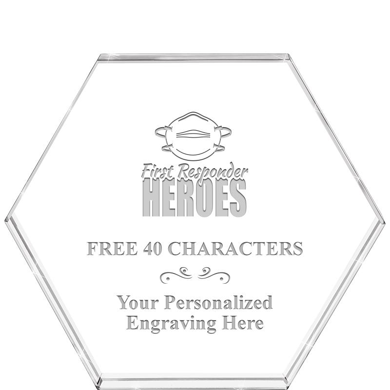 4"HEXAGON CRYSTAL PAPERWEIGHT