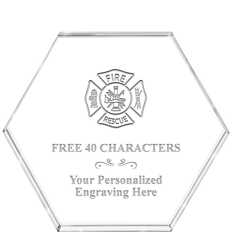 4"HEXAGON CRYSTAL PAPERWEIGHT