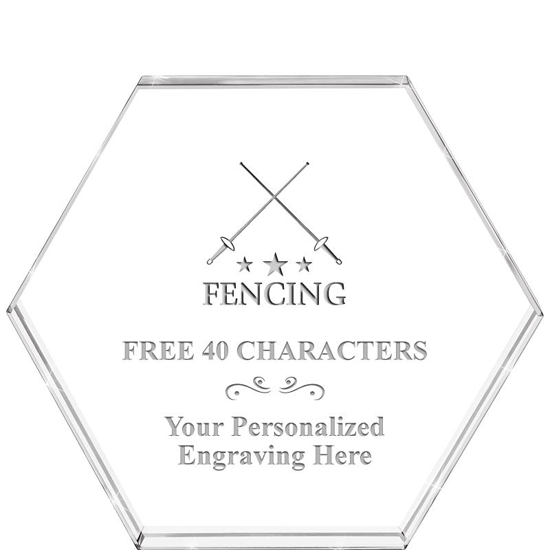 4"HEXAGON CRYSTAL PAPERWEIGHT