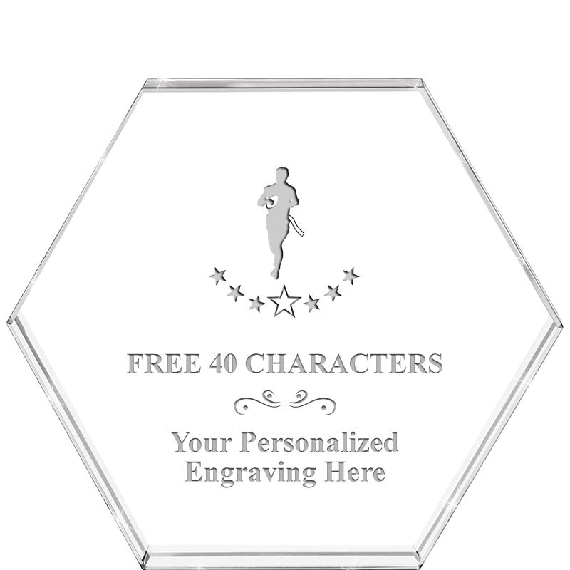 4"HEXAGON CRYSTAL PAPERWEIGHT