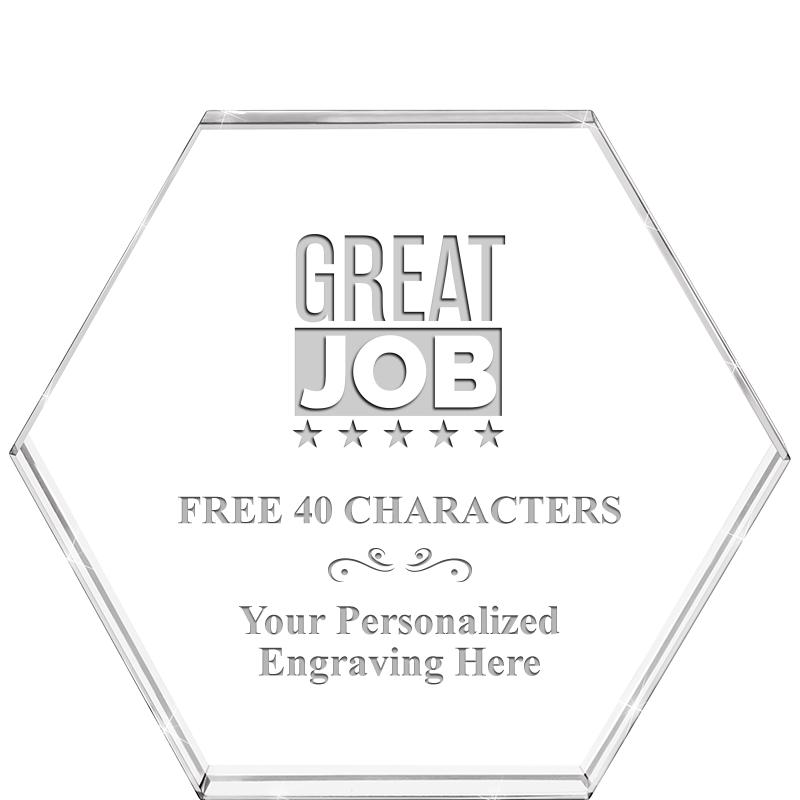 4"HEXAGON CRYSTAL PAPERWEIGHT