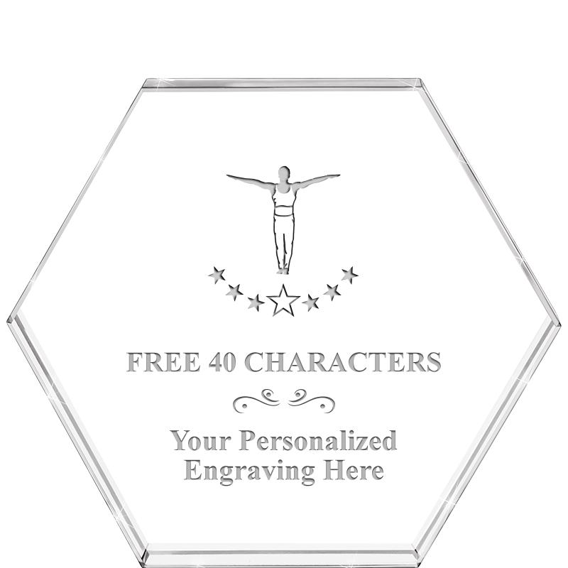 4"HEXAGON CRYSTAL PAPERWEIGHT