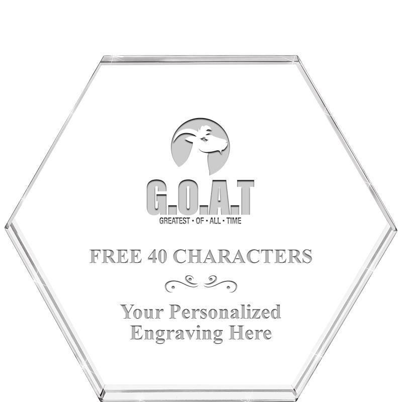 4"HEXAGON CRYSTAL PAPERWEIGHT