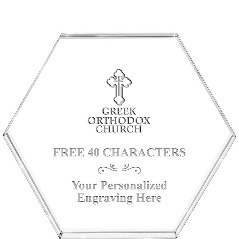 4"HEXAGON CRYSTAL PAPERWEIGHT