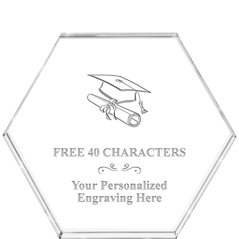 4"HEXAGON CRYSTAL PAPERWEIGHT