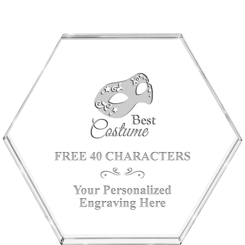 4"HEXAGON CRYSTAL PAPERWEIGHT