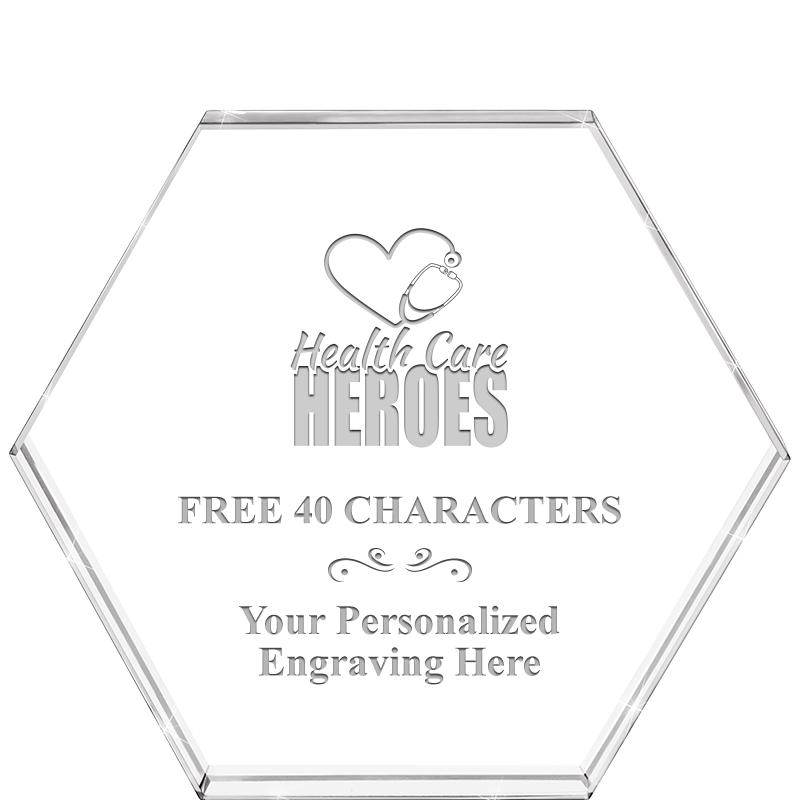 4"HEXAGON CRYSTAL PAPERWEIGHT