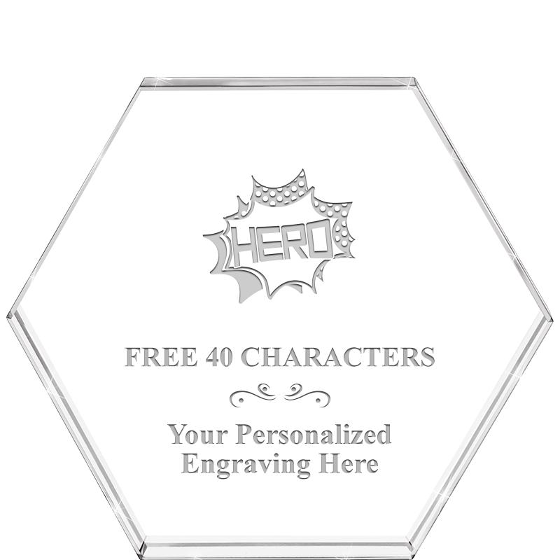 4"HEXAGON CRYSTAL PAPERWEIGHT