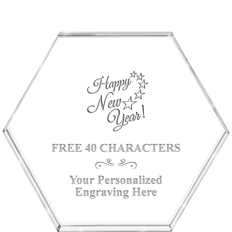 4"HEXAGON CRYSTAL PAPERWEIGHT