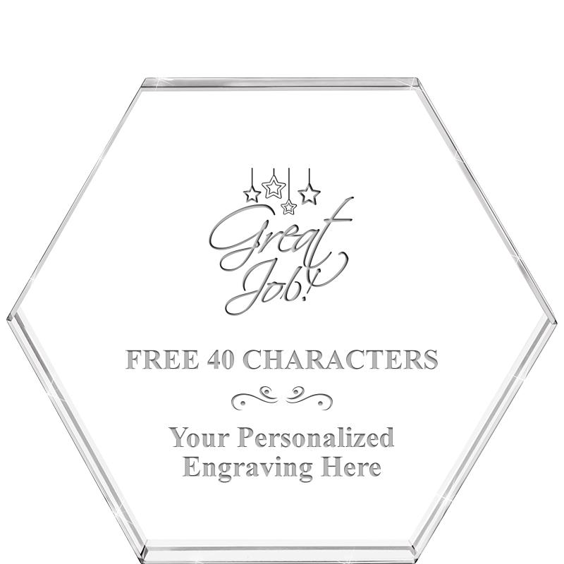 4"HEXAGON CRYSTAL PAPERWEIGHT