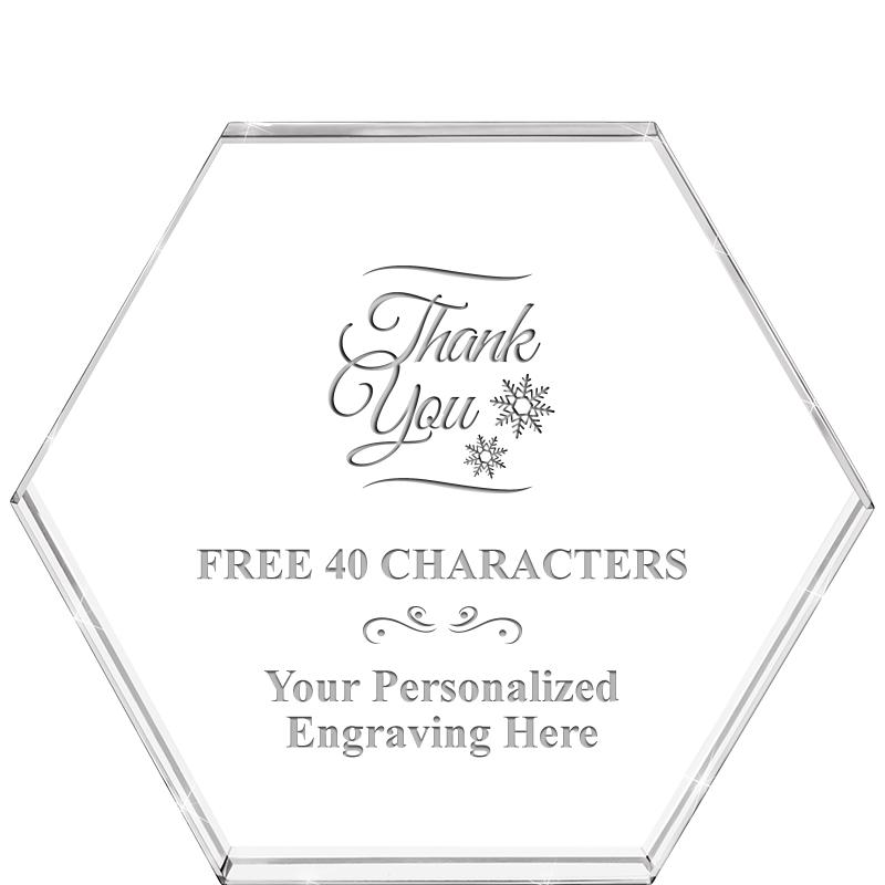 4"HEXAGON CRYSTAL PAPERWEIGHT