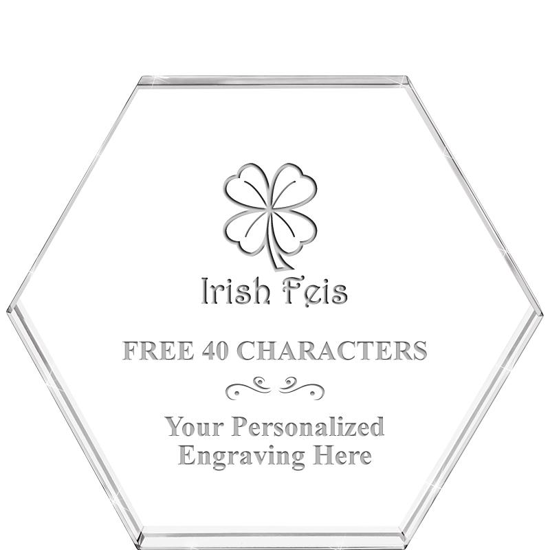 4"HEXAGON CRYSTAL PAPERWEIGHT