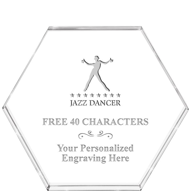 4"HEXAGON CRYSTAL PAPERWEIGHT