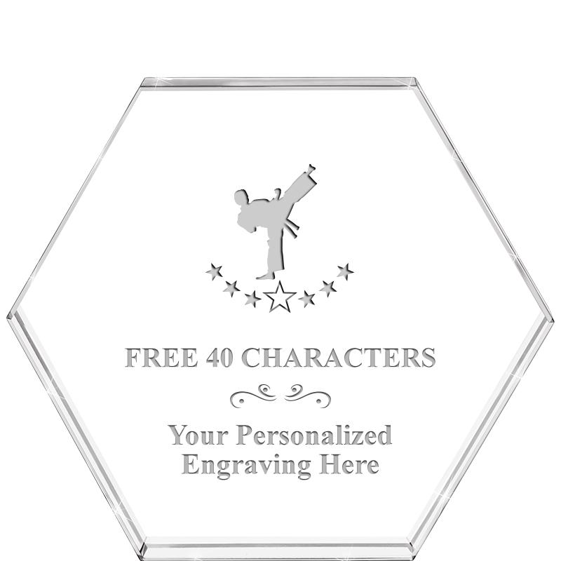 4"HEXAGON CRYSTAL PAPERWEIGHT