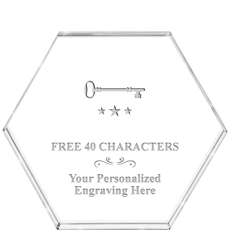 4"HEXAGON CRYSTAL PAPERWEIGHT